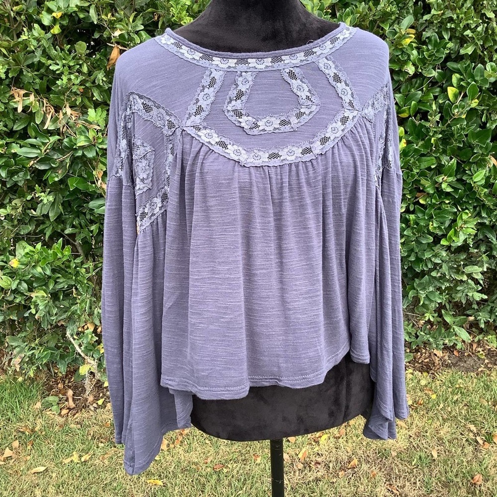 ENTRO Ruffle Boho Prairie Long Sleeve Top S